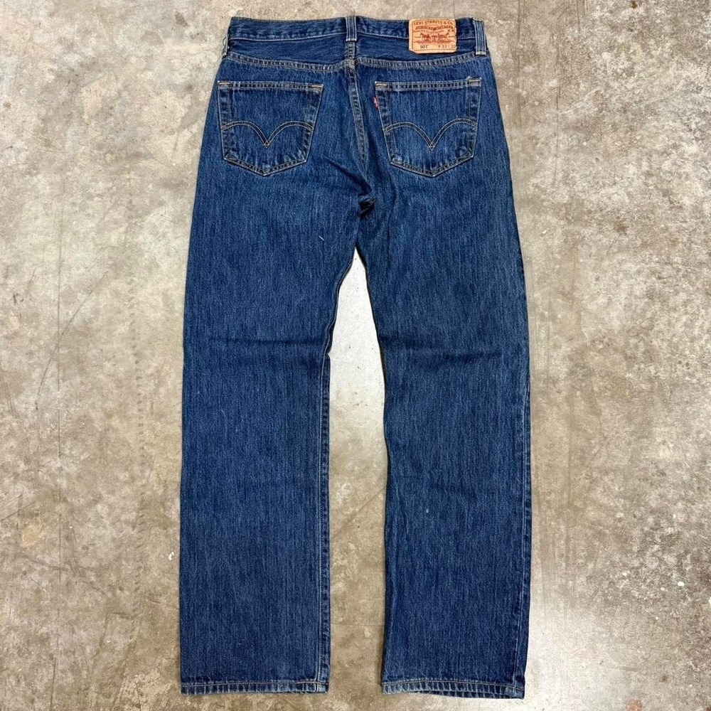 Y2K Levi's 501 Blue Denim Button Fly Straight Fit Jeans 32x31